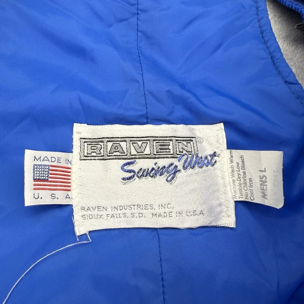 Vintage Raven Swing West Ski Bib Overalls Mens L Blue Insulated Made USA